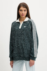 Mikina adidas Originals dámská, zelená barva, melanžová, KS7790