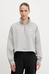 Mikina adidas Originals Essential dámská, šedá barva, melanžová, IY4979