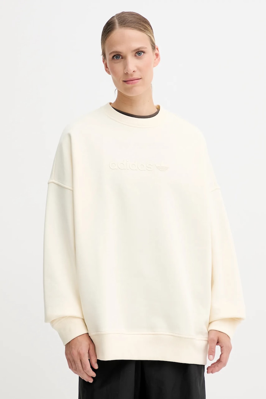 Mikina adidas Originals Essentials dámská, béžová barva, hladká, JW1016