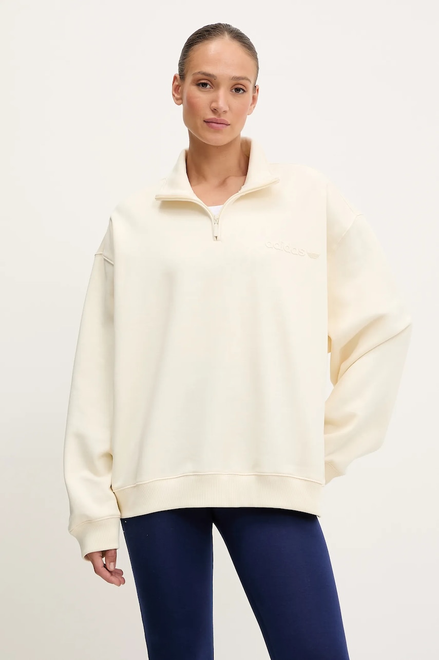 Mikina adidas Originals Essentials dámská, béžová barva, hladká, JY3554