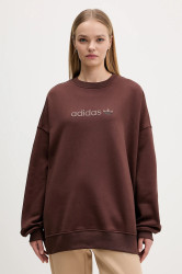 Mikina adidas Originals Essentials dámská, hnědá barva, s aplikací, JW1018