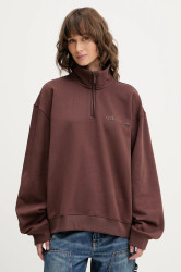 Mikina adidas Originals Essentials dámská, hnědá barva, s potiskem, JW1023