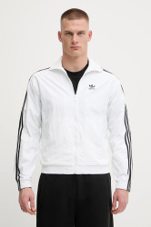 Mikina adidas Originals Firebird pánská, bílá barva, vzorovaná, JY1328
