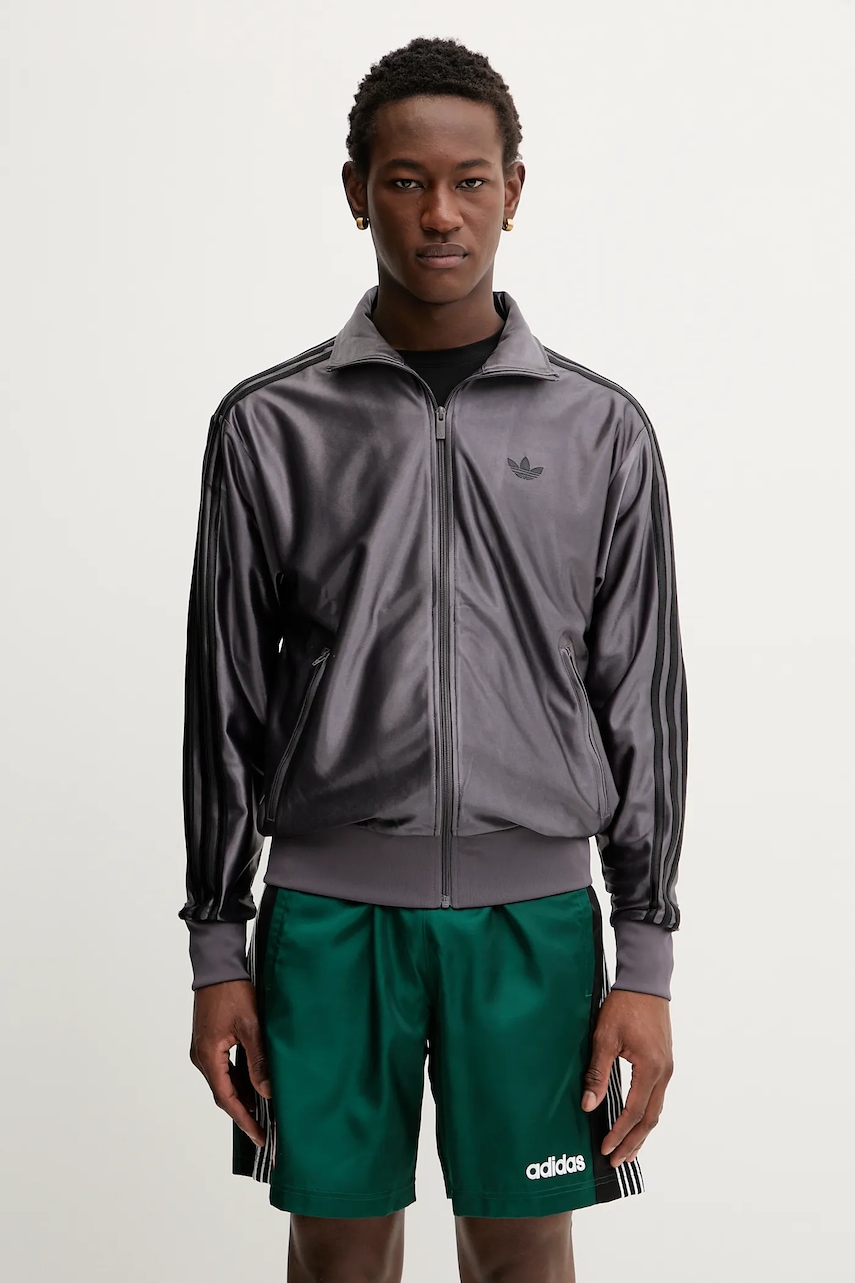 Mikina adidas Originals Firebird pánská, šedá barva, hladká, JX1496