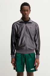 Mikina adidas Originals Firebird pánská, šedá barva, hladká, JX1496