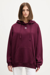 Mikina adidas Originals Os Hoodie Fl dámská, vínová barva, s kapucí, hladká, KW1900