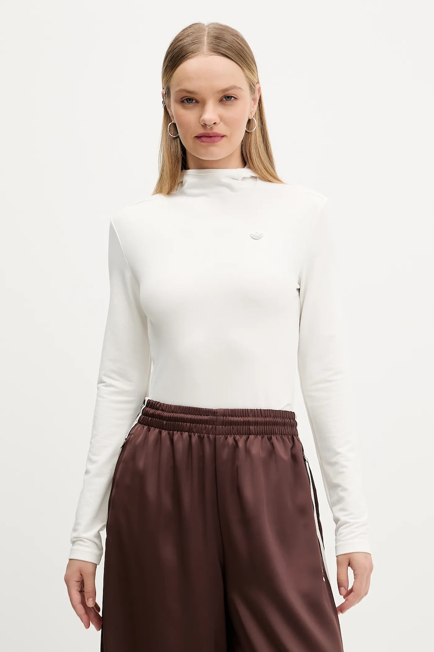 Mikina adidas Originals Premium Essentials dámská, béžová barva, s kapucí, hladká, JY2907