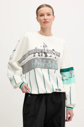 Mikina adidas Originals Retro dámská, bílá barva, vzorovaná, KA4386