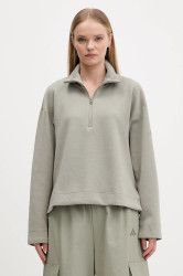 Mikina adidas Soft Lux dámská, zelená barva, s potiskem, JW7422