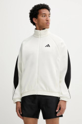 Mikina adidas Stadium pánská, béžová barva, vzorovaná, JX5618