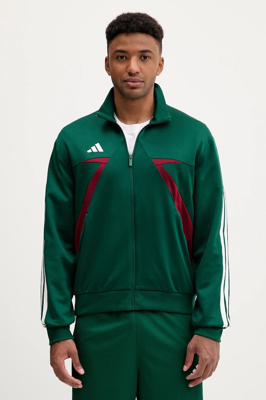 Mikina adidas Tiro pánská, zelená barva, vzorovaná, JN2580