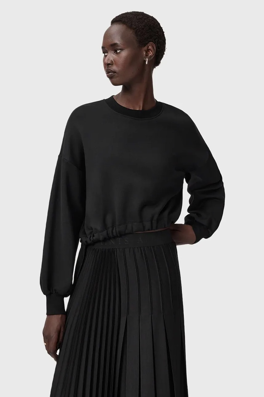 Mikina AllSaints dámská, černá barva, hladká, W093JD