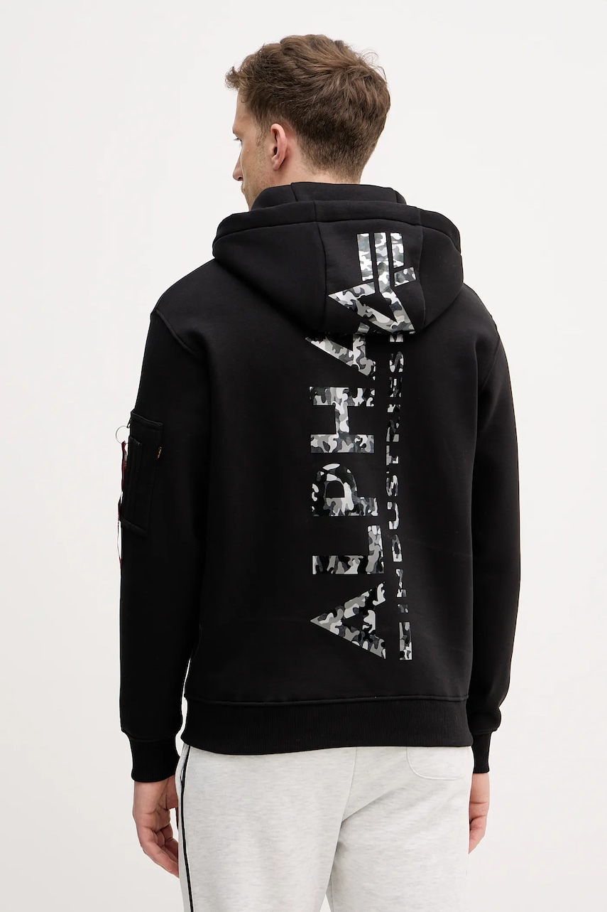 Mikina Alpha Industries Backprint Hoodie Mirror Camo
