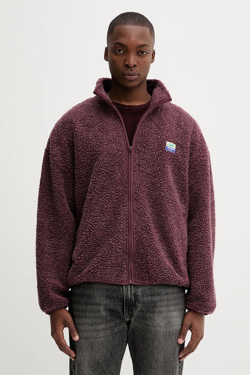 Mikina American Vintage pánská, vínová barva, hladká, MHOK16B