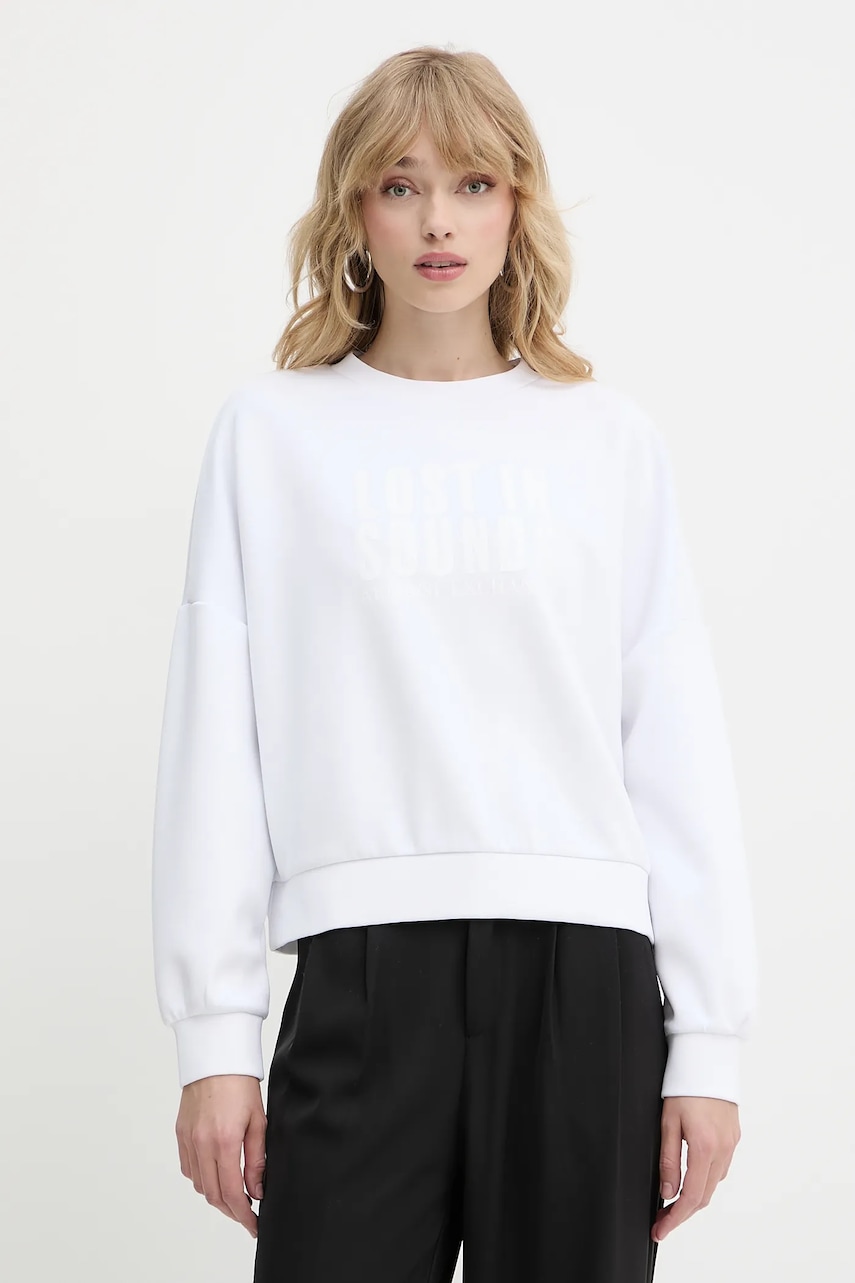 Mikina Armani Exchange dámská, bílá barva, s potiskem, XW000275 AF12819