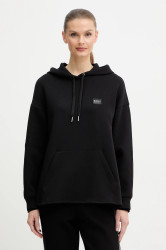 Mikina Armani Exchange dámská, černá barva, s kapucí, hladká, XW000987 AF10818