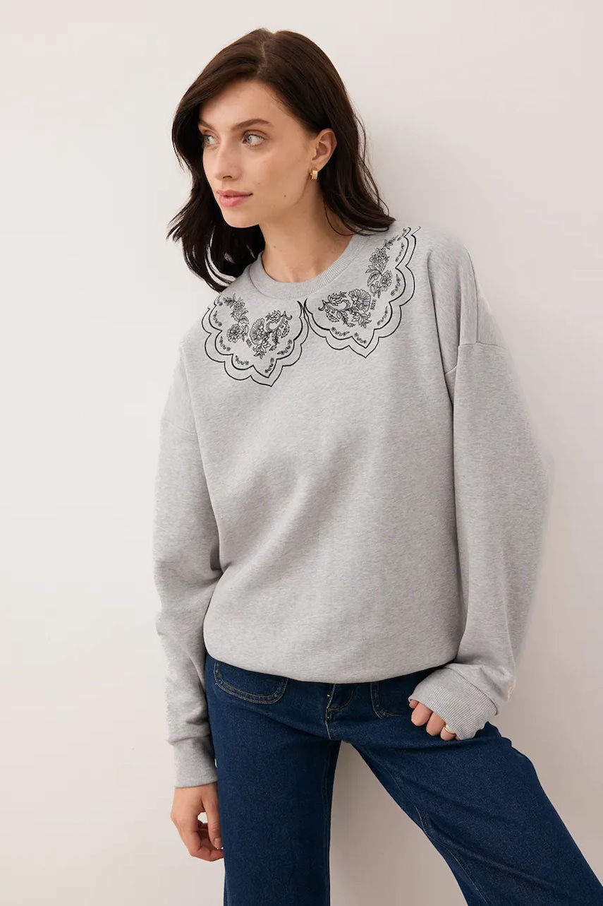 Mikina Bizuu COLLIER dámská, šedá barva, COLLIER GREY