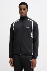 Mikina BOSS Green SW_TOC Spin FZ pánská, černá barva, vzorovaná, 50554402