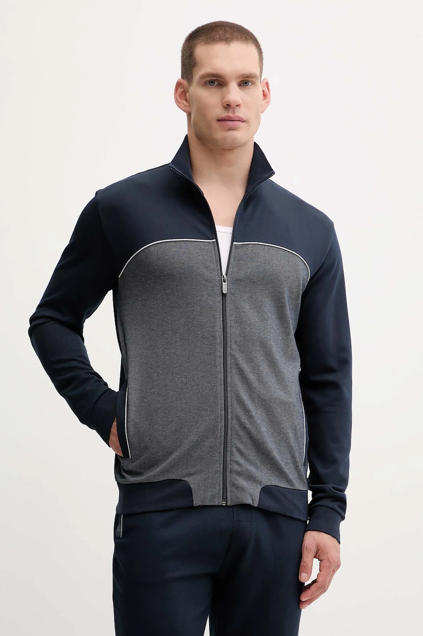 Mikina BOSS Tracksuit Jacket černá barva, melanžová, 50545567