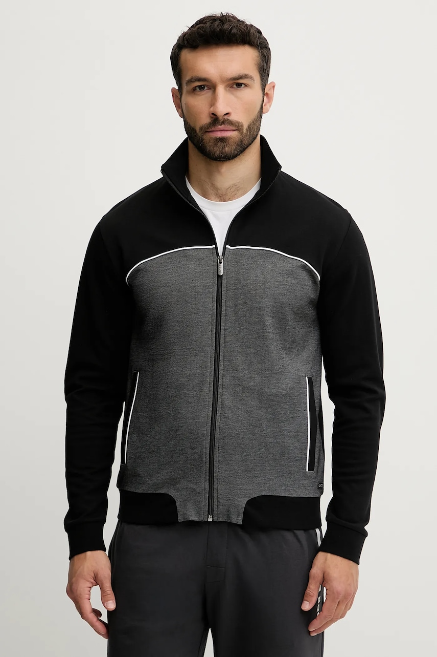 Mikina BOSS Tracksuit Jacket pánská, černá barva, vzorovaná, 50545567