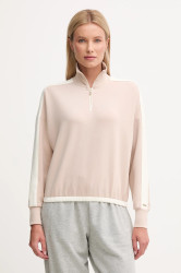 Mikina BOSS Twin_Sweatshirt dámská, béžová barva, hladká, 50550718