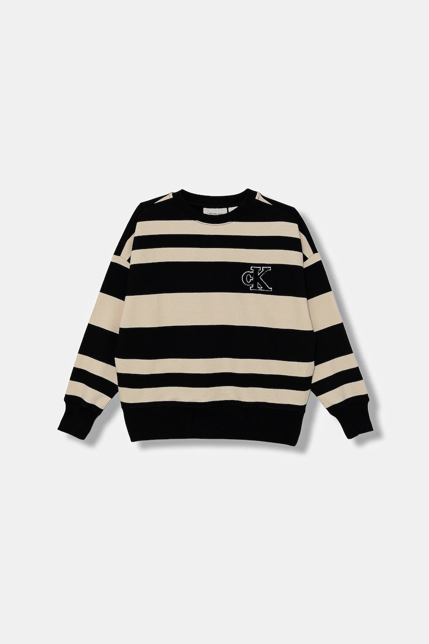 Mikina Calvin Klein Jeans černá barva, vzorovaná, IB0IB02558