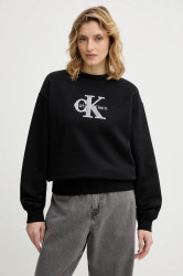 Mikina Calvin Klein Jeans dámská, černá barva, s aplikací, LV047E825G
