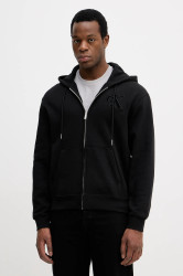Mikina Calvin Klein Jeans pánská, černá barva, s kapucí, s aplikací, LV04RD251G