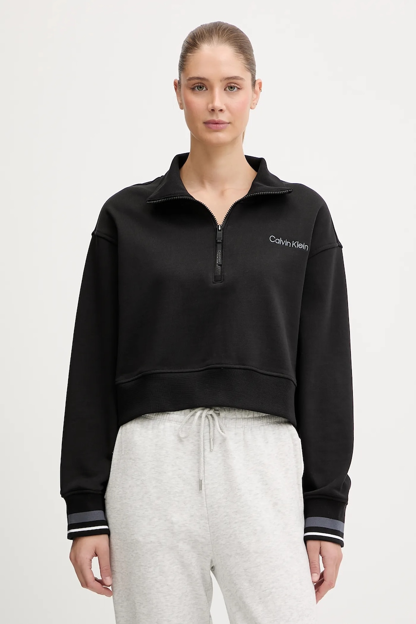 Mikina Calvin Klein Performance dámská, černá barva, hladká, LVGWF5W310