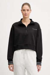 Mikina Calvin Klein Performance dámská, černá barva, hladká, LVGWF5W310