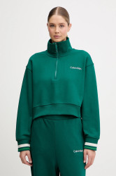 Mikina Calvin Klein Performance dámská, zelená barva, hladká, LVGWF5W310