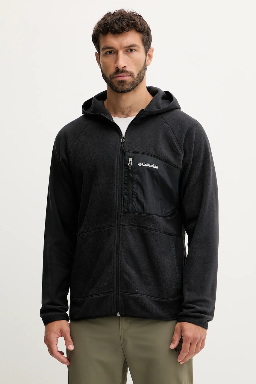 Mikina Columbia Fast Trek pánská, černá barva, hladká, 2135701