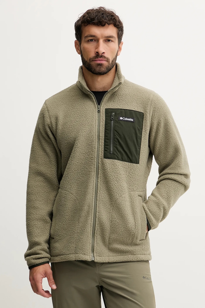 Mikina Columbia Jasper pánská, zelená barva, hladká, 2142421