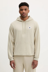 Mikina Converse béžová barva, s kapucí, hladká, 10026983-A11