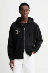 Mikina Desigual MIXED DISNEY pánská, černá barva, s kapucí, vzorovaná, 25WMSK15