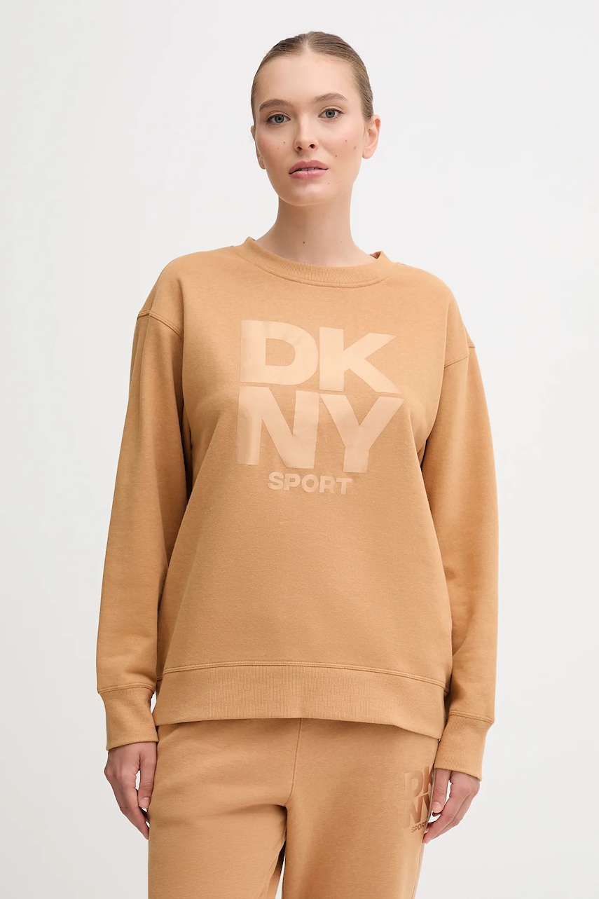 Mikina Dkny dámská, hnědá barva, vzorovaná, DP5T1444