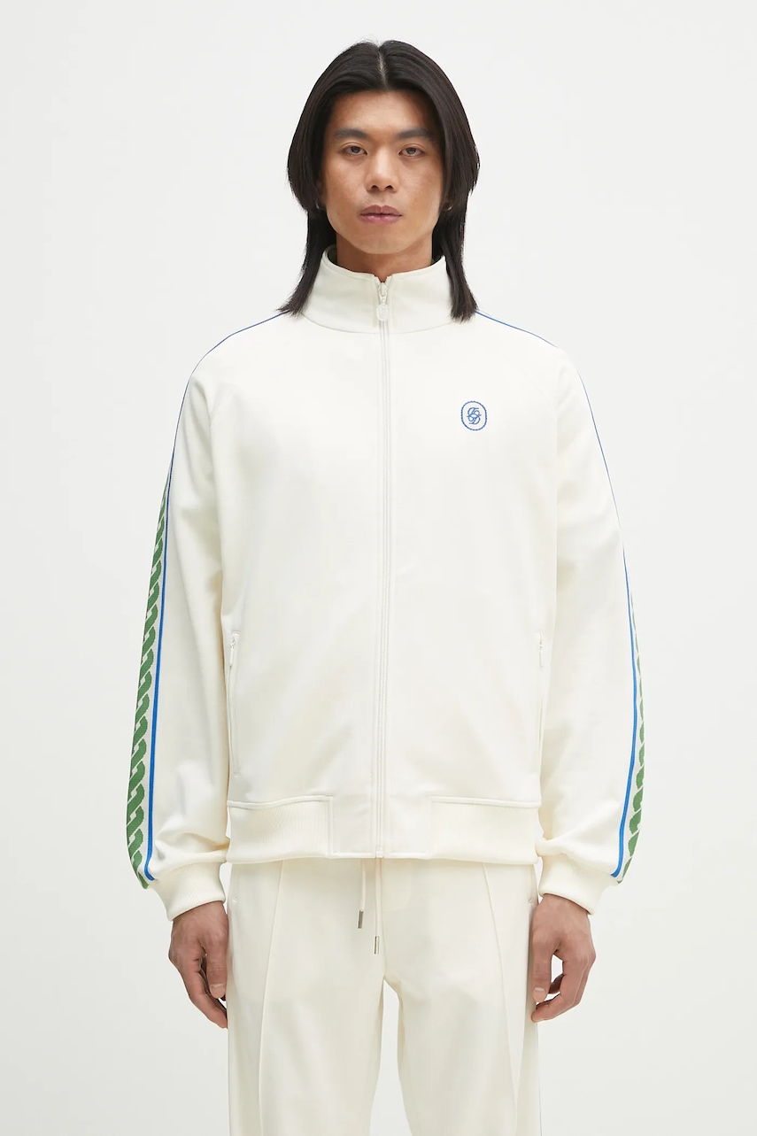 Mikina Drôle de Monsieur La Track jacket Tresse pánská, béžová barva, s aplikací, G-SJ007-PL135-OW