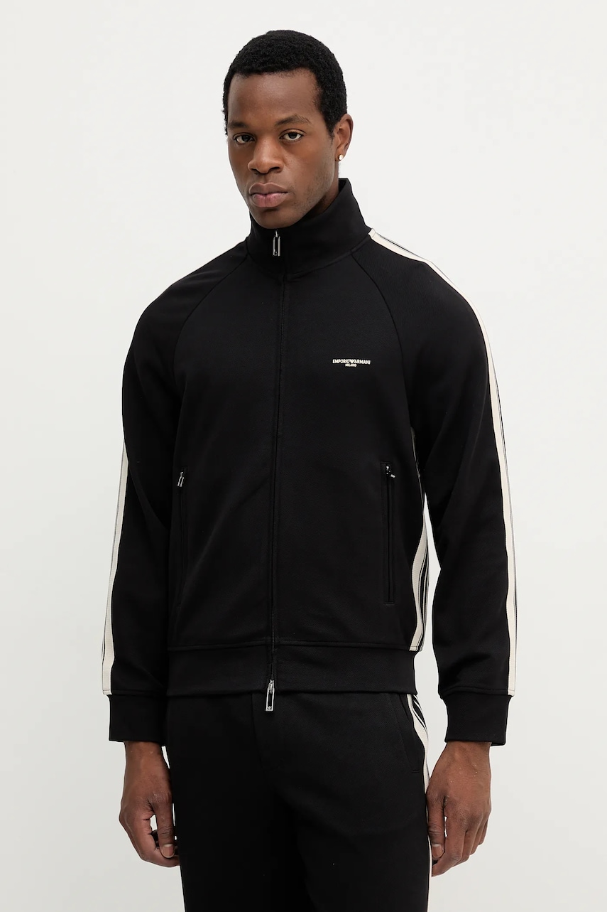 Mikina Emporio Armani pánská, černá barva, s aplikací, EM002872 AF13488