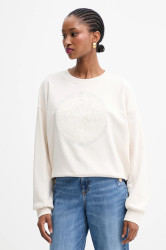 Mikina Guess 4G dámská, béžová barva, s aplikací, W5YQ07 KB681