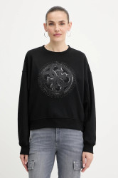 Mikina Guess 4G dámská, černá barva, s aplikací, W5YQ07 KB681