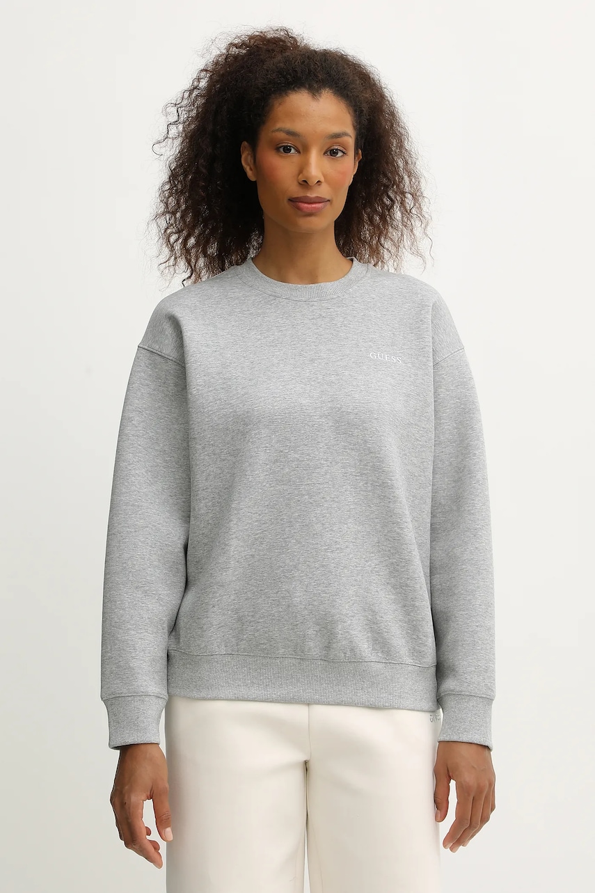 Mikina Guess AURELIA dámská, šedá barva, hladká, V5BQ05 K1971