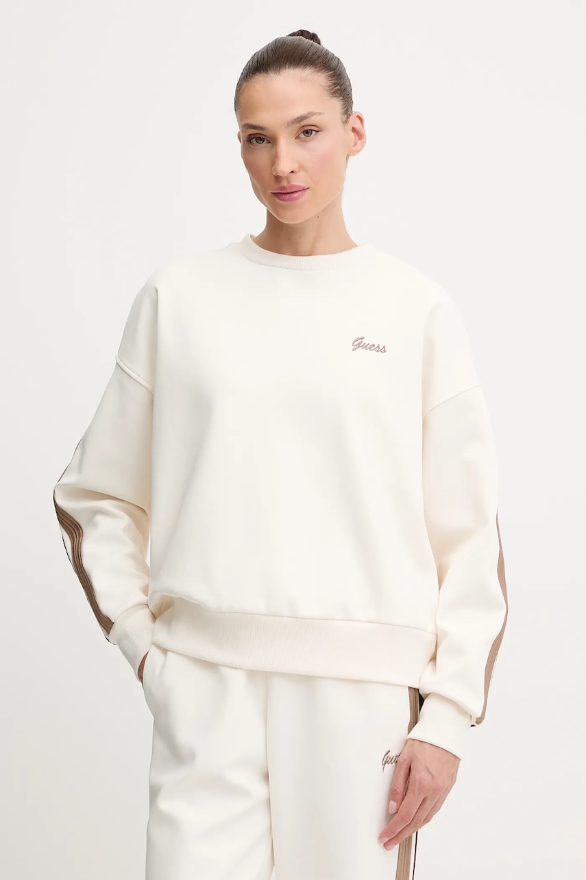 Mikina Guess FABIA dámská, béžová barva, s aplikací, V5BQ03 KCX22