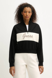 Mikina Guess FABIA dámská, černá barva, s aplikací, V5BQ00 KCX22
