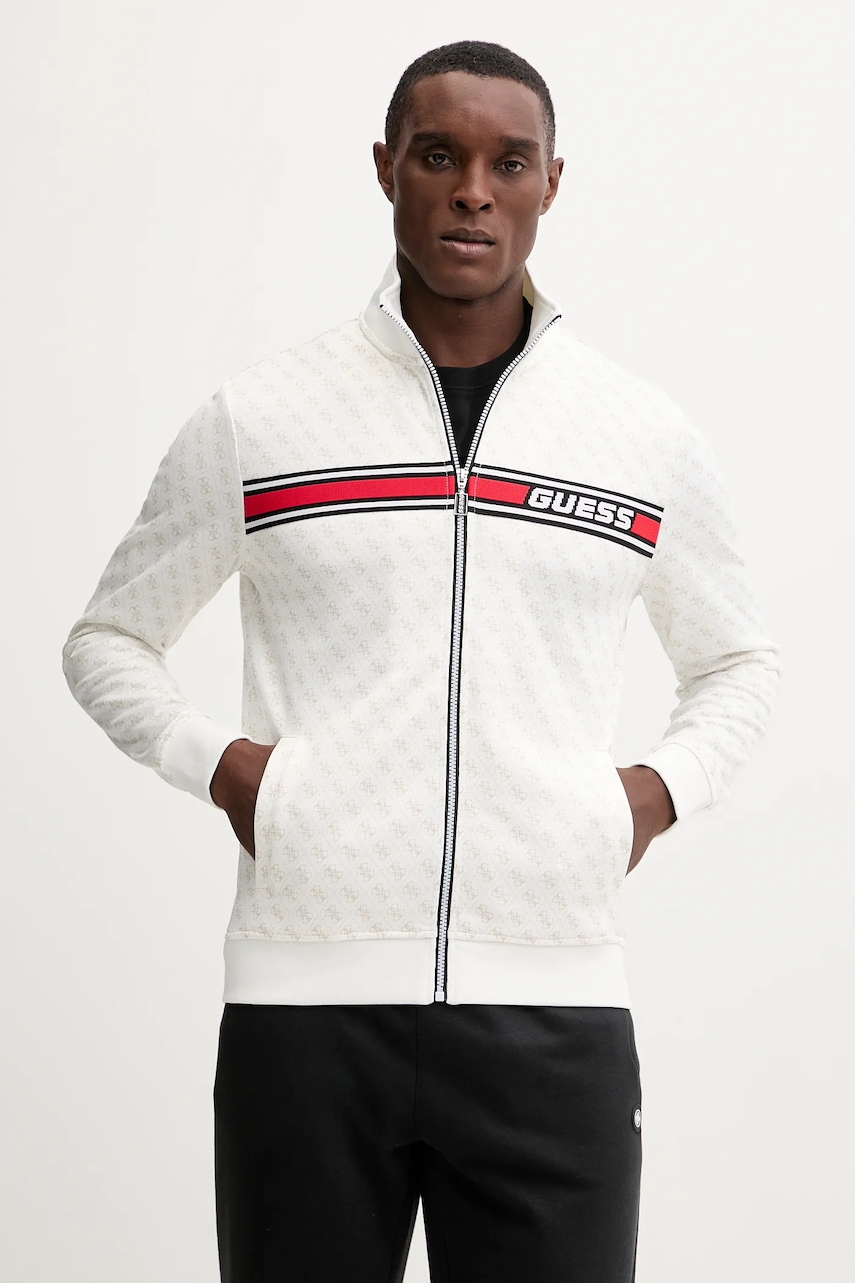 Mikina Guess KORBIN pánská, béžová barva, vzorovaná, Z2BQ06 K7122