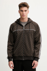 Mikina Guess PARIMO pánská, hnědá barva, s kapucí, vzorovaná, Z5BQ13 K2042