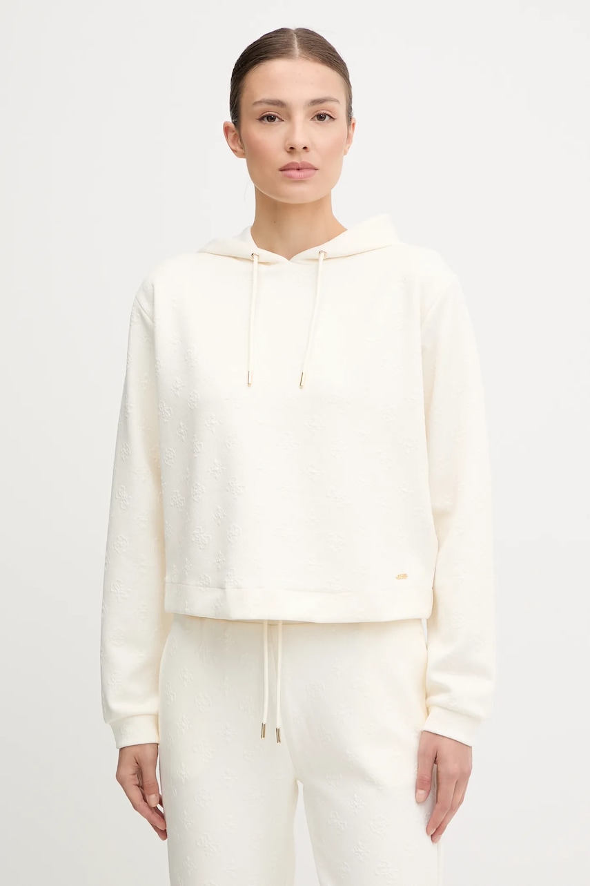 Mikina Guess PEONY dámská, béžová barva, s kapucí, hladká, V5YQ04 KBSL2