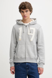 Mikina Hollister Co. pánská, šedá barva, s kapucí, melanžová, KI322-5271
