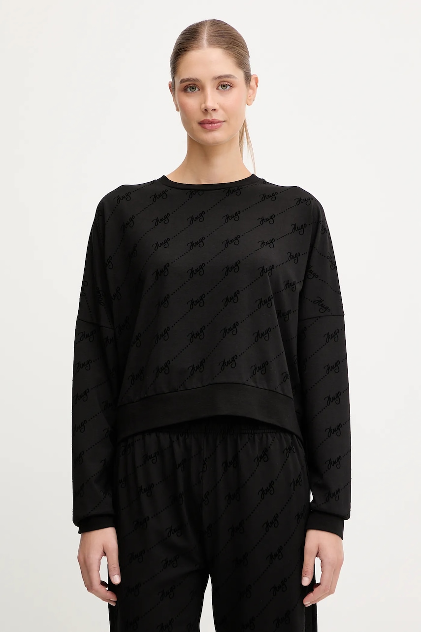 Mikina HUGO LOKKY Sweatshirt dámská, černá barva, vzorovaná, 50545210