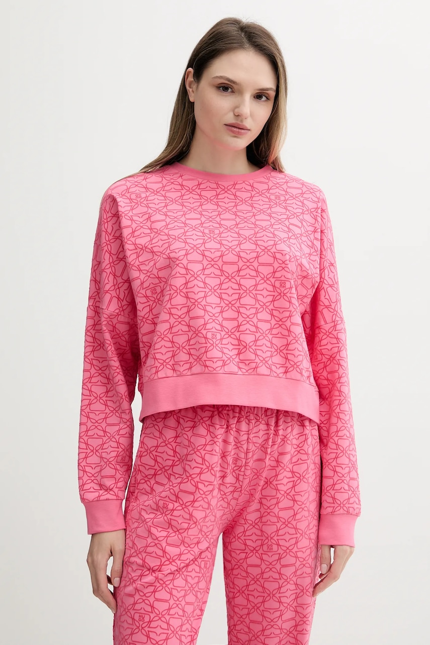 Mikina HUGO LOKKY Sweatshirt dámská, růžová barva, s aplikací, 50545210