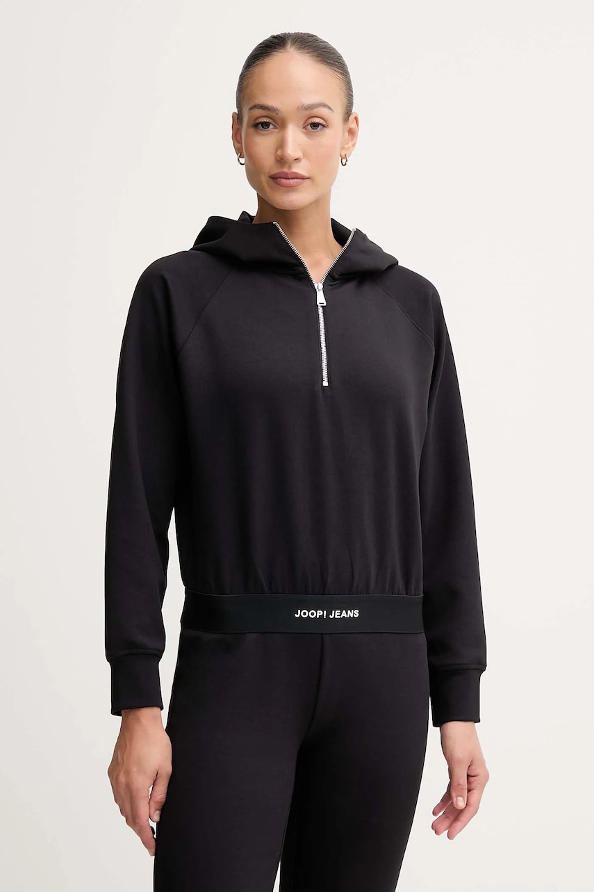 Mikina Joop! dámská, černá barva, s kapucí, hladká, 30048512
